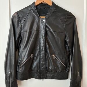 Club Monaco Collection Leather Bomber Jacket